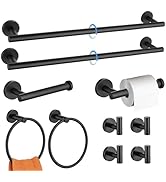 Matted Black Bathroom Hardware Set 10Pcs Tower Bar Set SUS304 Bathroom Accessories Includes 2PCS ...