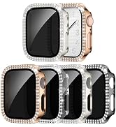 Easuny 4 Pack Privacy Bling Case with Tempered Glass Screen Protector for Apple Watch 40mm SE 3/2...