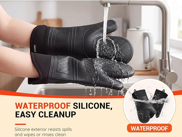 Silicone exterior resists spills and wipes or rinses clean