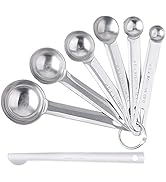7 Piece Measuring Spoons Cups Set, Stainless Steel Stackable Teaspoons, Small Tablespoon with Etc...