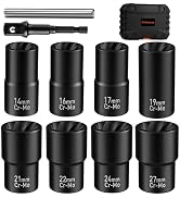 GIREORAN Wheel Lock Removal Kit, 10 Piece Lug Nut Remover, 1/2-Inch-Drive Impact Easy Out Bolt Ex...