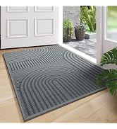 QiCaiJia Front Door Mat 17''x30'', Absorbent Muddy Dirt Resist Washable Non Slip Low-Profile Indo...