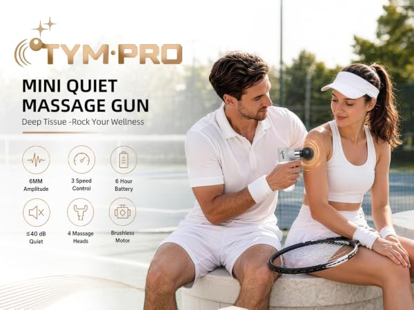 Percussion Massage Gun Deep Tissue With 4 Heads, Fascia Massager Gun Mini For Neck Muscle Massager