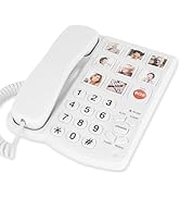 Lativu Landline Phones for Seniors-Basic Big Button Phone for Seniors-White Corded Telephone Land...