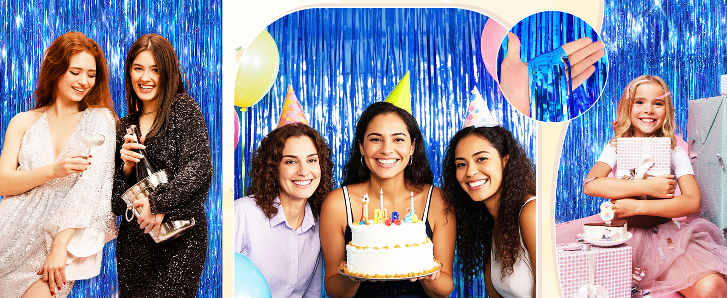 blue party streamers