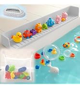 SEUNGCH Extra Long White Bathtub Splash Guard Splash Guard Silicone Toy Shelf Holder Prevent Wate...