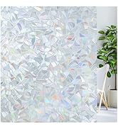 LUTE Window Privacy Film, Rainbow Window Flim, 3D Decorative Stained Glass Cling, Non-Adhesive Vi...