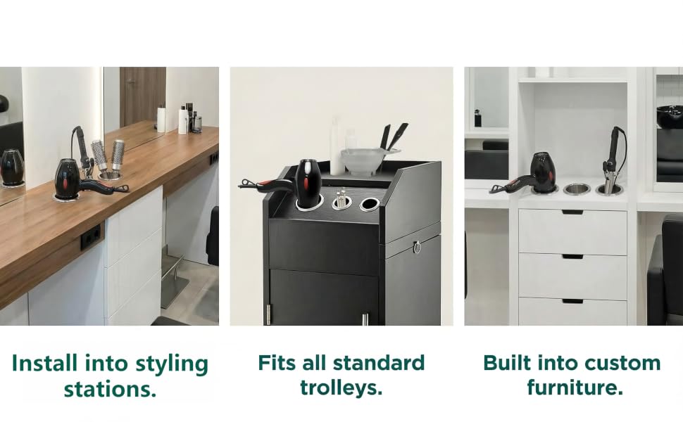 Stainless Steel Hair Styling Station Dryer, Hot Tools, Holder Tube Organizer