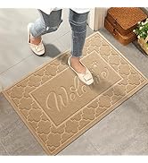 HIYARD Welcome Mat, Absorbent Muddy Dirt Resist Front Door Mats Outdoor Indoor, Fade Resistant, N...