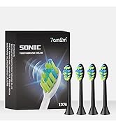 7am2m AM101/AM105 Electric Toothbrush Brush Heads x 4 for 7am2m Electric Toothbrush ONLY (Black)