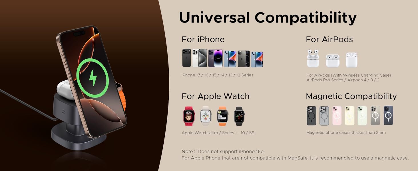 4 in 1 charging station compatible with all Qi-enabled devices