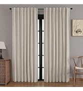 THAIGEE Faux Linen Blackout Curtains for Bedroom 84 Inches Long, Thermal Insulated Light Blocking...