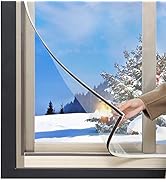 DIY Magnetic Window Insulation Kit 59"x61" Indoor Clear Film for Heat and Cold Winterizing Kit Cu...