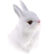 GUDVES Mini Realistic Cute Plush Rabbits Fur Lifelike Animal Easter Bunny Simulation Toy Model Gi...