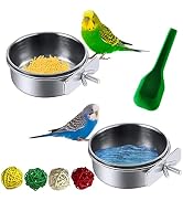 kathson Parrot Feeding Dish Cups,Stainless Steel Bird Food Water Bowl Parakeet Feeder Birds Cage ...
