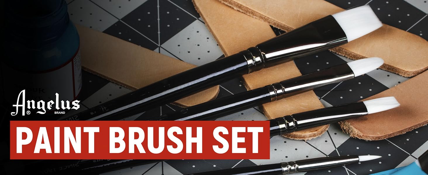Angelus paint brush set, synthetic brushes, acrylic painting tools, leather painting brushes