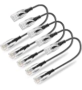 Qiuean Cat6a Ethernet Cable 2ft (10 Pack) - Slim, Black, 10G, RJ45, Male-to-Male, PVC, Cat6a, 28A...
