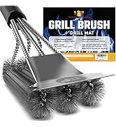 KP BBQ Grill Brush for Outdoor Grill w/Grill Scraper & Heavy Duty Grill Mat -Smart Grip Handle fo...