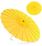 Bestage 33" White Rainproof Decoration Dance Handmade Oiled Paper Parasol Silk Cloth Umbrella Chi...