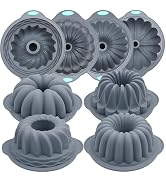 Tongjude 4 Pieces Silicone Fluted Tube Cake Pans, 10 Cups Tube Baking Pan, Jello Mold, Silicone M...