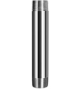 Quickun 304 Stainless Steel Nipple Pipe Fitting, 1/2" NPT x 1/2" NPT Male Malleable Nipple Cast P...
