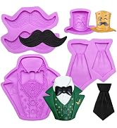 Tie Silicone Mold, Mustache Beard Top Hat Tie Suit Fondant Molds for Father's Day Cake Decorating...