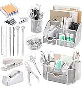 17 in1 Silvery Desk Organizers and Accessories Set, 3 Office Desk Supplies Storage Organization, ...