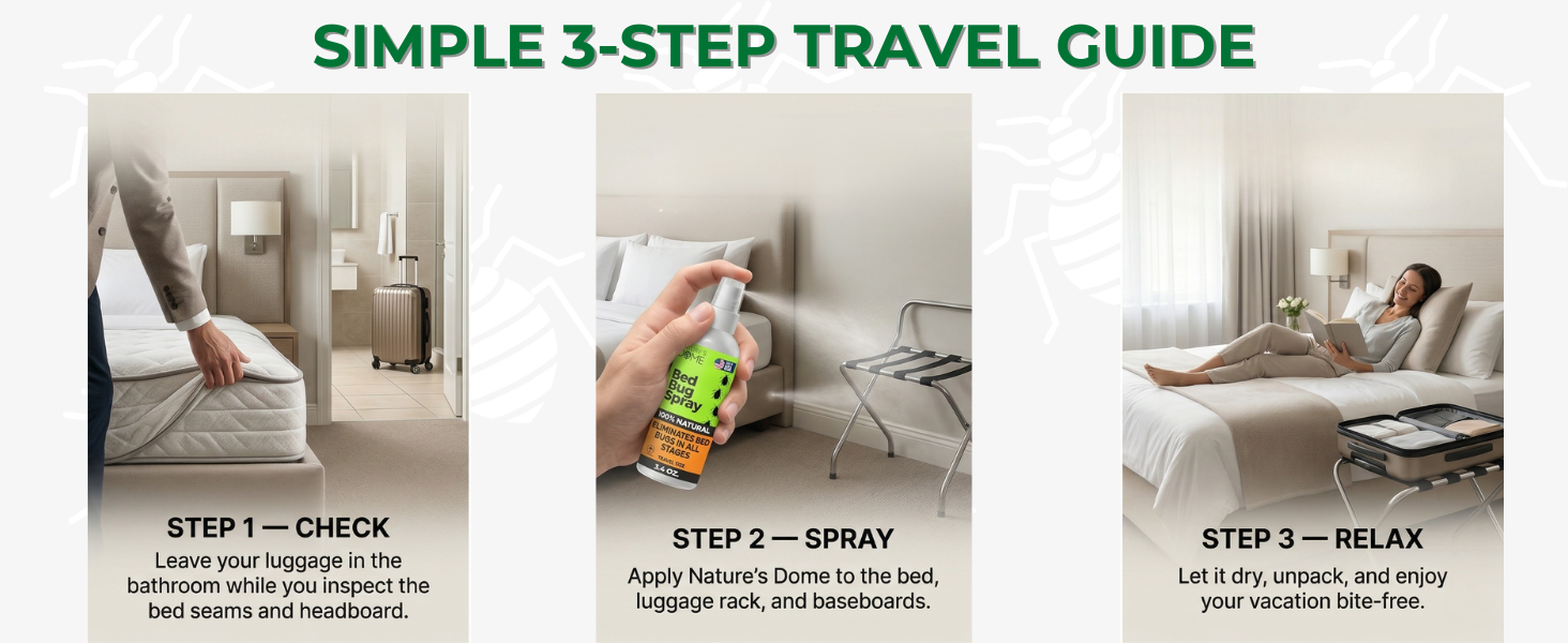 Bed bug spray for airplane seats and rental cars
