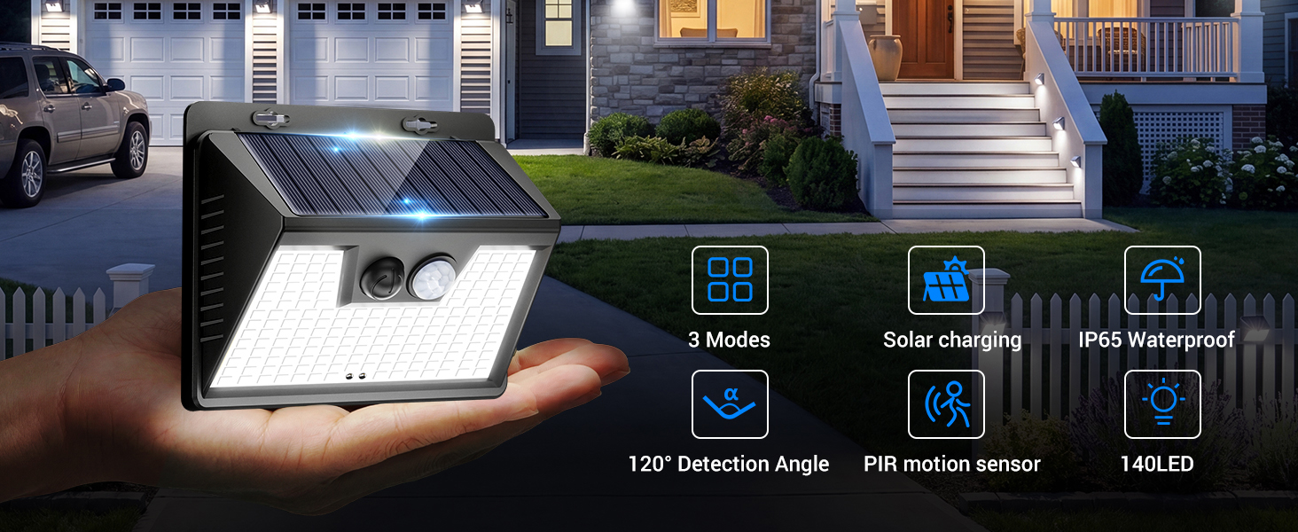 solar security lights outdoor motion sensor
