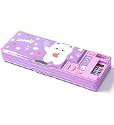Pop Up Multifunction Pencil Case, Cute Cartoon Pen Box Organizer Stationery with Calculators, Sha...