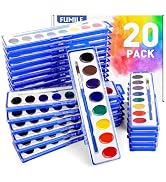 FUMILE Watercolors Paint Set Bulk,20 Pack 8 Washable Bright Colors with Paintbrush.Watercolors Pa...