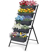 Giantex 5-Tier Vertical Garden Planter, Raised Garden Bed w/Drainage System & Removable Tray, Met...