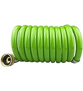 Darnassus Garden Hose,10 Feet Green PU Curly Water Hose with Brass Connectors,Watering Hose Coil,...