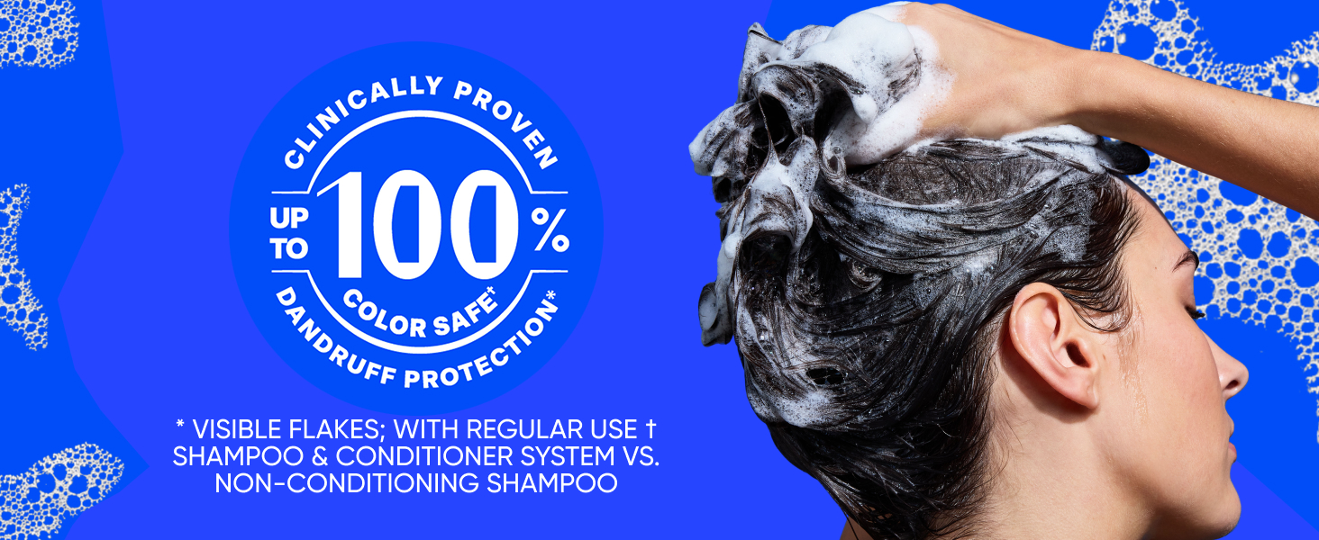Clinically proven up to 100% color safe, dandruff protection