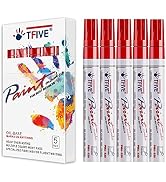 Red Paint Marker Paint Pens - 5 Pack Oil Based Permanent Marker Pen, Medium Tip, Waterproof & Qui...