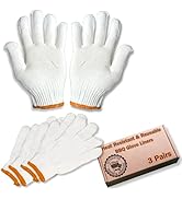 BBQ Grill Heat Resistant Cotton Glove Liners - 3 Pairs Thick Knit Barbeque Hand Liners for use wi...