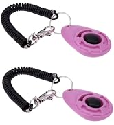 Mozff 2Pcs Pink Dog Clicker for Training Easy to Use with Button Dog Training Accessories Strong ...