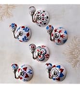 Indian Shelf Ceramic Handpainted Coat Rack Unique Wall Hooks for Hanging Towel Heavy Duty Entrywa...