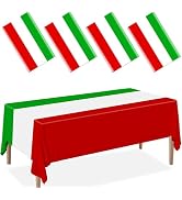 BCCSNNM 4 Pcs Italian Flag Tablecloth, Red White Green Disposable Plastic Table Covers, 54 x 108 ...
