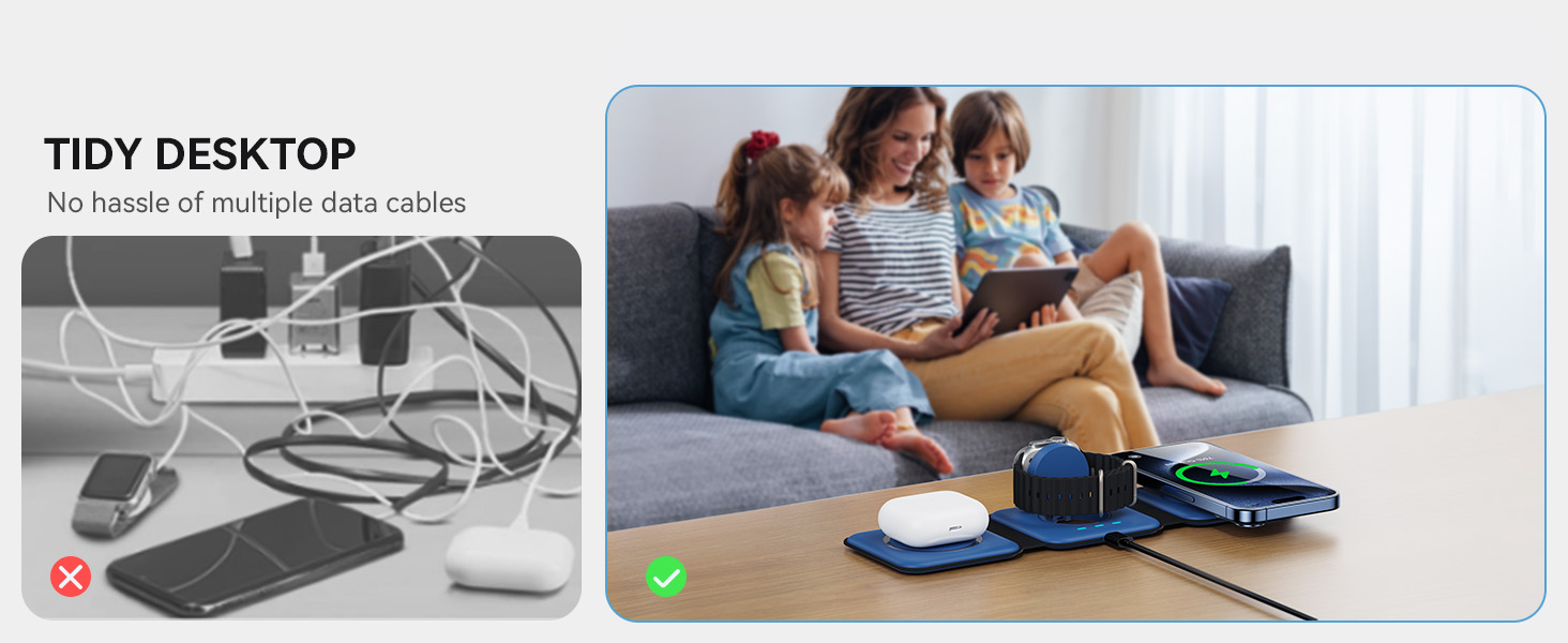 All-in-one wireless charging without the clutter of charging cables