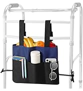 Rhino Valley Walker Bag, Walker Basket for Folding Walker with Cup Holder, 7 Pockets with Adjusta...
