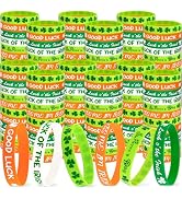 Moon Boat 144PCS St. Patrick's Day Shamrock Rubber Wristbands Bracelets - Party Favors Supplies G...