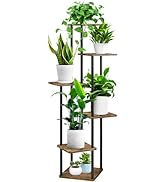 YOCOMEY 6 Tier Wood Tall Plant Stand Metal Rack Indoor, Multiple Flower Pot Holder Shelves Corner...