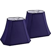 GO&SO Rectangular Blue Lamp Shades Square Cut Corner, 8x14x11 Inch Medium Table Lamp Shades, Natu...