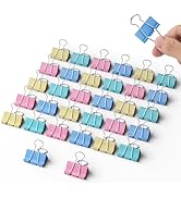 JEFURE 32 pcs Binder Clip Colorful, 1.25 Inch Paper Clamps, Metal Paper Binder Clips, Binder Offi...