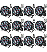 U`King 36W Rechargeable LED Stage Par Lights - 12 Pack, Battery Powered, RGB, Sound Activated, Re...