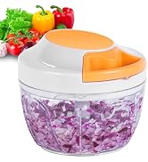 Manual Food Processor & Vegetable Chopper, Hand Pull String Garlic Mincer Onion Chopper Dicer for...