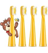 Vekkia Bear Kids Electric Toothbrush Replacement Heads - 7X More Plaque Removal, End-Rounded 3D C...