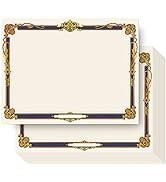 Award Certificate Paper, Gold Foil Blank Certificate Paper Sheets 8.5 x 11 inches, Laser and Inkj...
