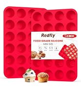 Redfly 2 Pack Silicone Muffin Pan, Silicone Mini Muffin Pan 24, Mini Cupcake Pans, Mini Muffin Ti...